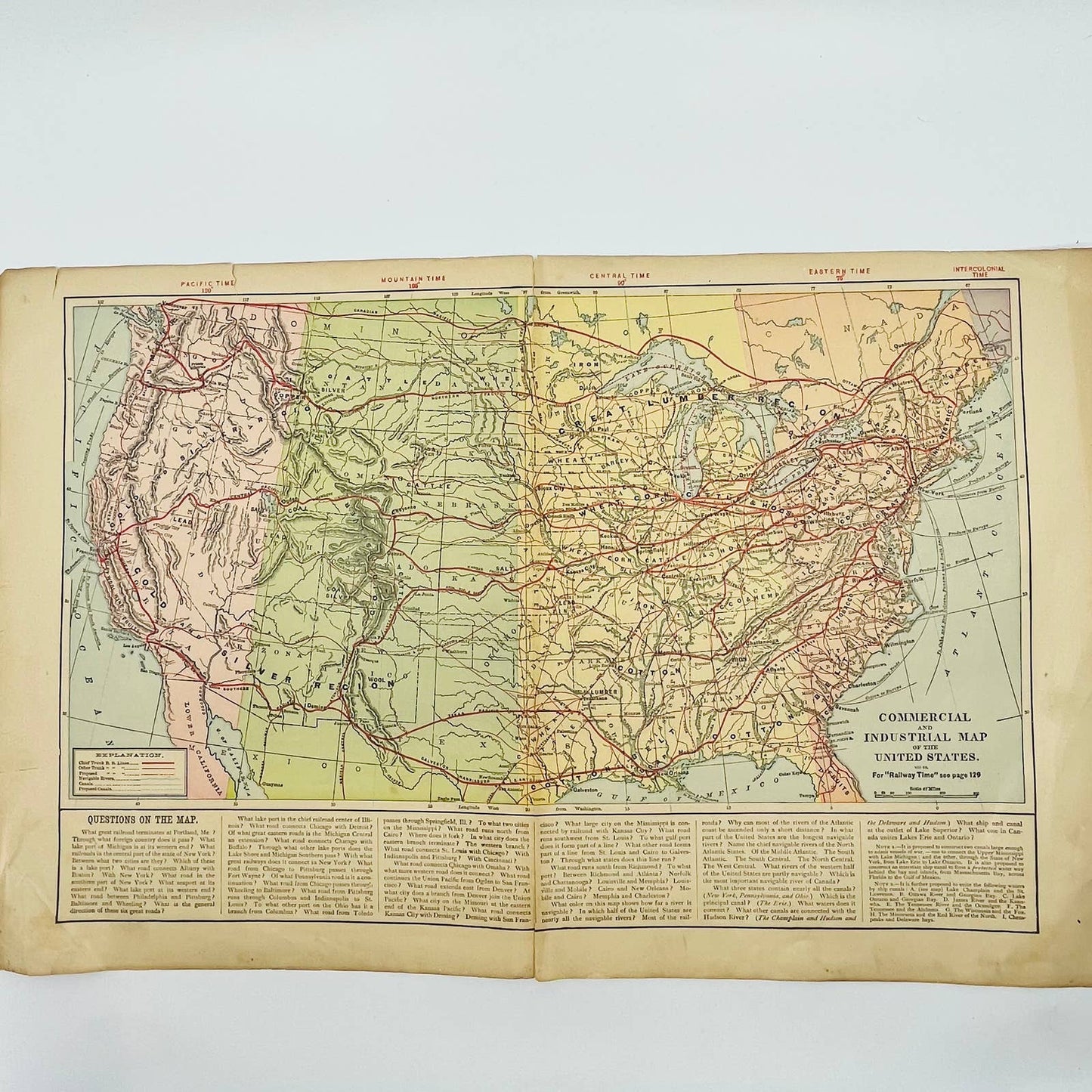 1896 Harper’s Commercial & Industrial  Map of UNITED STATES 2 Page 12x19” FL1