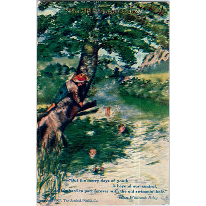 The Old Swimmin Hole James Whitcomb Riley Poem 1911 Original Postcard P2-7