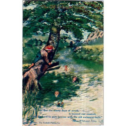 The Old Swimmin Hole James Whitcomb Riley Poem 1911 Original Postcard TK1-P12
