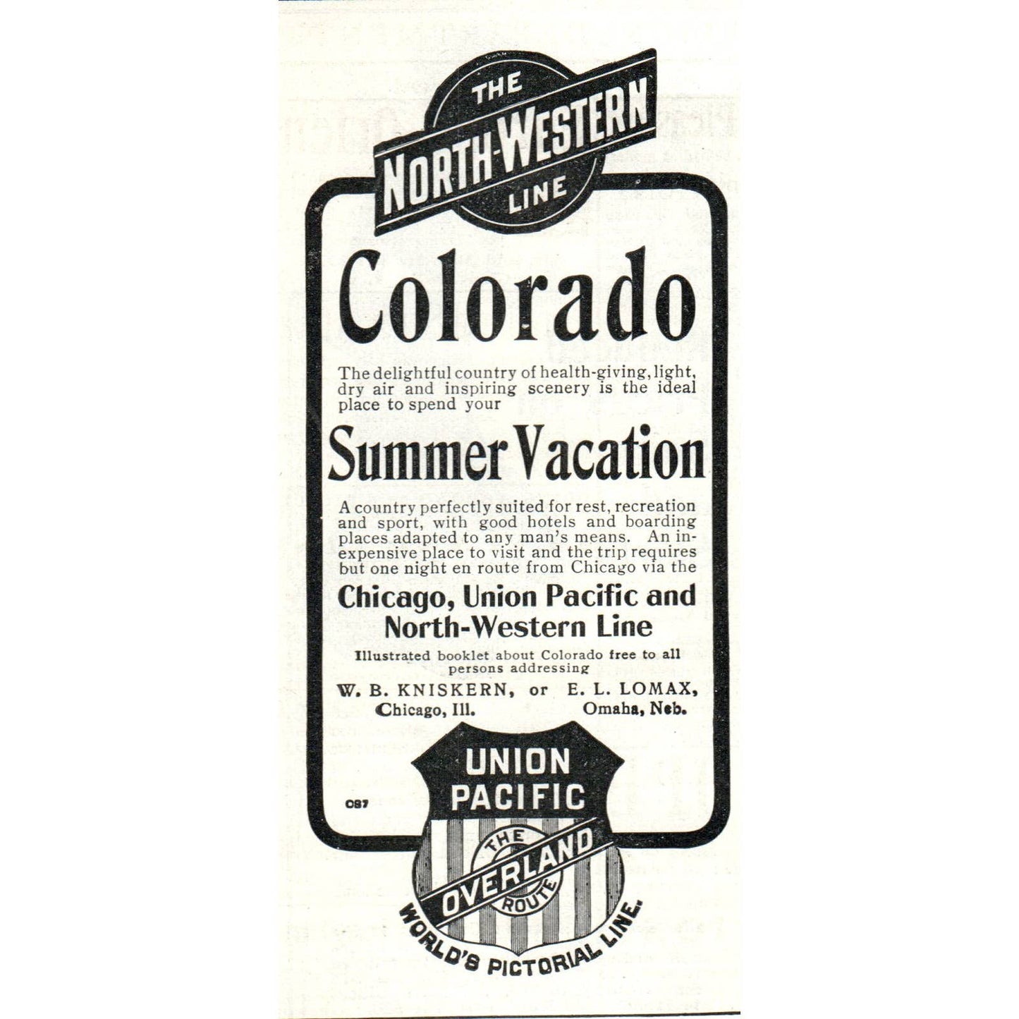 Northwestern Line Railroad Colorado Summer Vacation - 1903 Original Ad TJ7-S