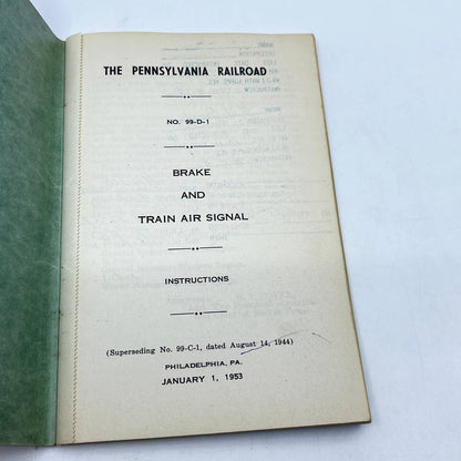 1953 The Pennsylvania Railroad RR Brake and Train Air Signal Instructions TF9