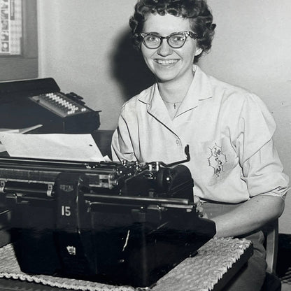 1950s Secretary Office Photograph Royal Typewriter 5x7" AB7