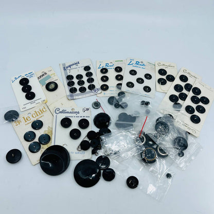 HUGE Lot of Vintage Black Buttons TA6