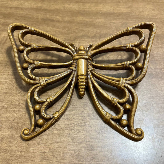 Vintage MCM Syroco Cast Resin Butterfly Wall Decoration 6 x 4” TA4