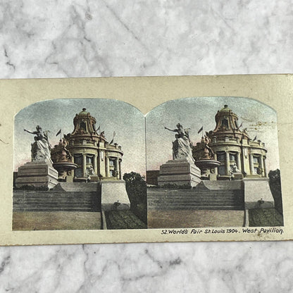 Antique Stereoview Card World's Fair St. Louis 1904 West Pavilion TJ3