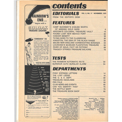 Treasure Magazine - Treasure Hunting Mining Metal Detecting Nov 1975 M4
