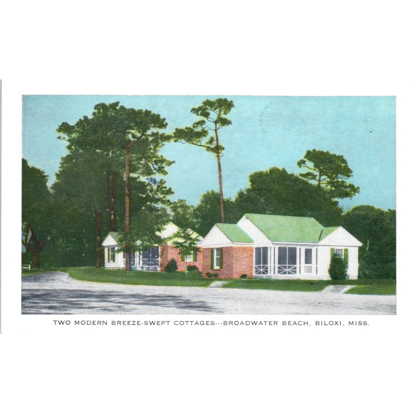 The Broadwater Beach Breeze Swept Cottages Biloxi MS - Original Postcard TJ7-RP3