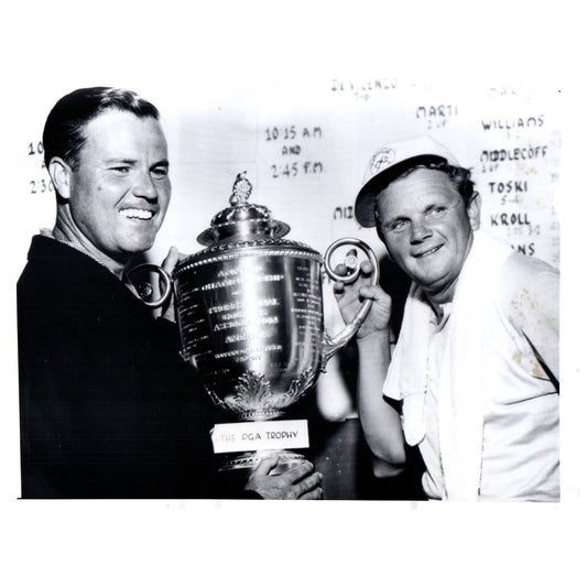 1954 Press Photo Golf Chick Harbert Walter Burkemo PGA Trophy 7x9" AD2