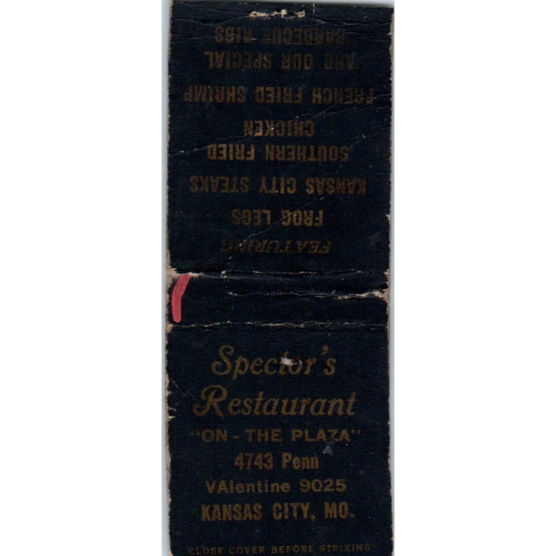 Spector's Restaurant on the Plaza Kansas City Advertising Matchbook Cover SA9-M2