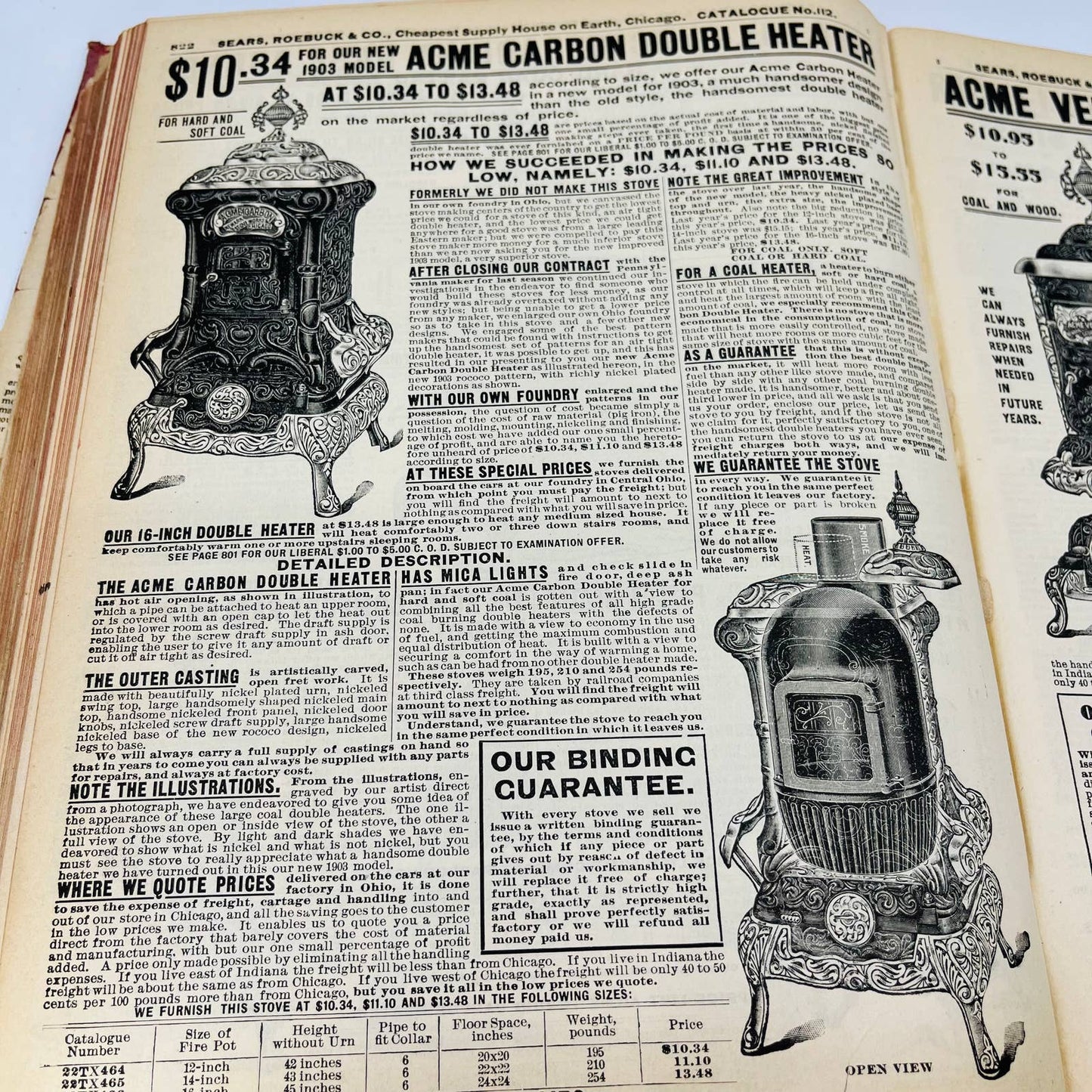 Antique 1902-1903 Sears Roebuck & Co. Catalog #112 Hardcover Complete BA3