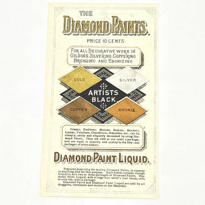 Original 1880s Victorian Trade Card Diamond Paints Diamond Paint Liquid AB6