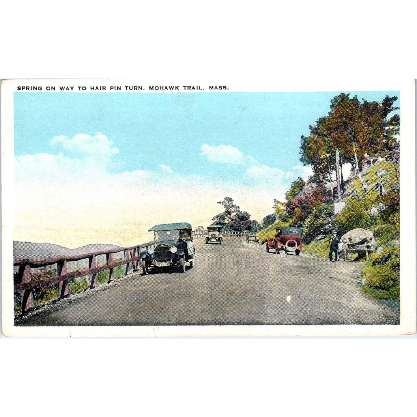 Spring on the Way to Hair Pin Turn Mohawk Trail 1 MA 1920s - Postcard TJ9-P1