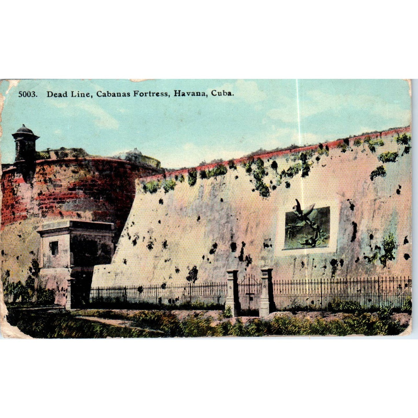 Dead Line Cabanas Fortress 1912 Havana Cuba Original Postcard TK1-P16