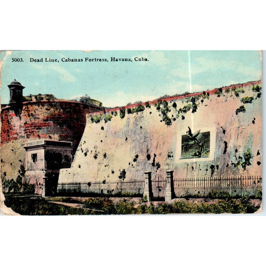 Dead Line Cabanas Fortress 1912 Havana Cuba Original Postcard TK1-P16