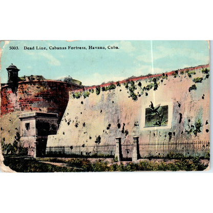 Dead Line Cabanas Fortress 1912 Havana Cuba Original Postcard P3-1