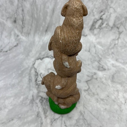 Vintage Ceramic Hand Painted Stack of Dogs Statue 9" TI9