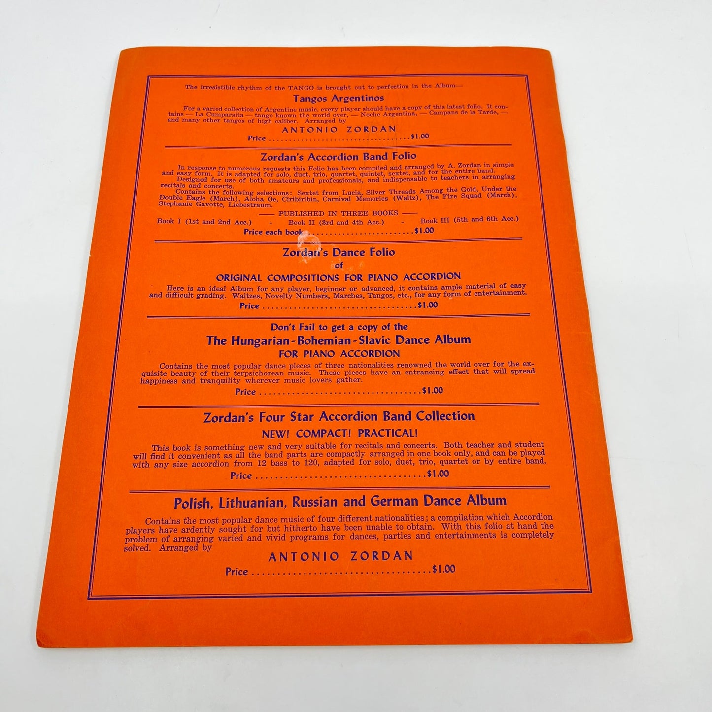 1949 Antonio Zordan's Piano Accordion Junior Method Treble Clef Edition V43-1