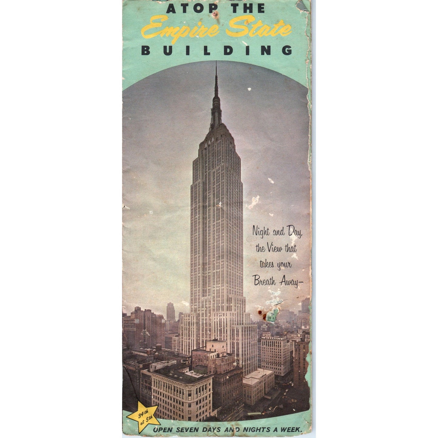 Vintage Atop the Empire State Building Fold Out Travel Brochure TH2-SF2