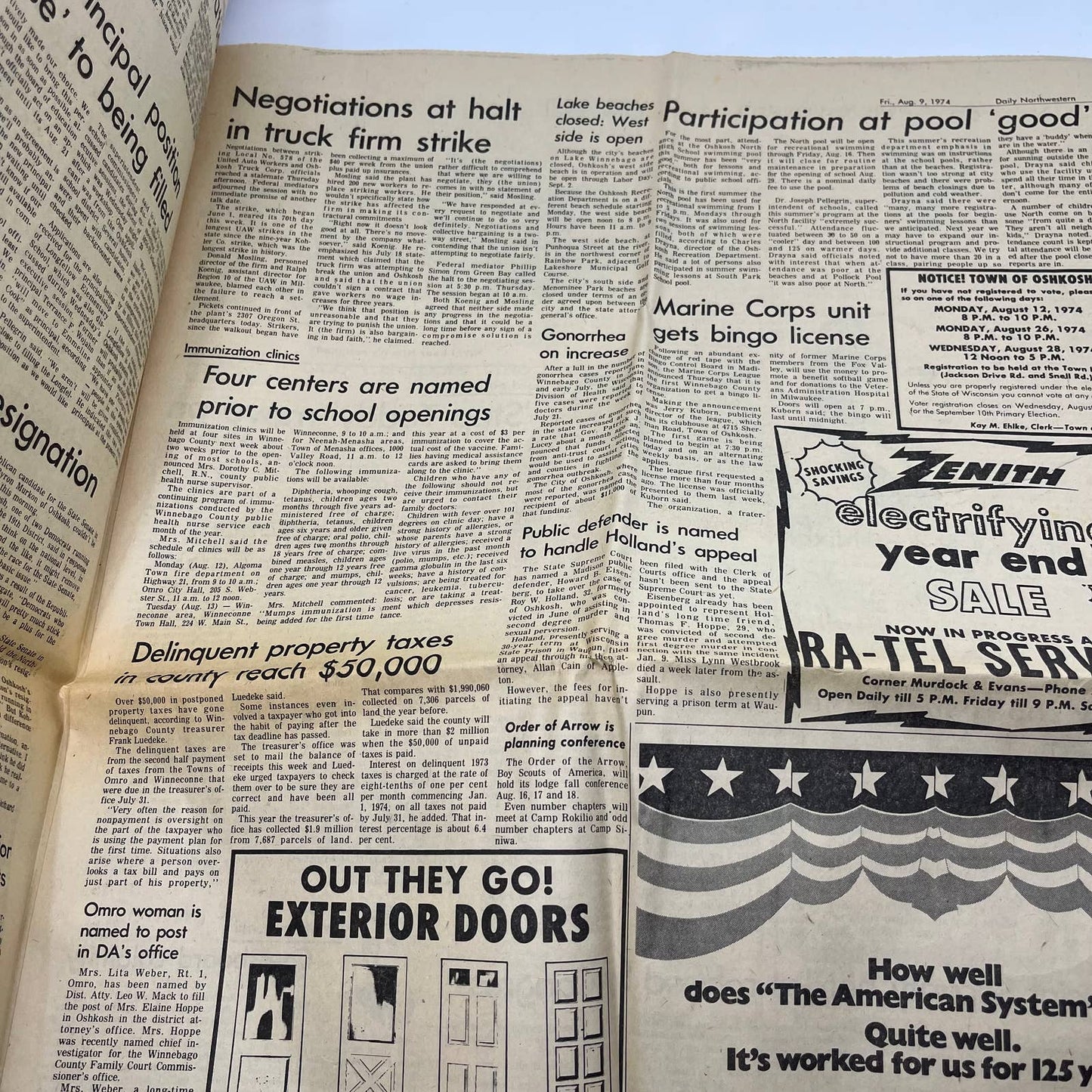 1974 Aug 9 OSHKOSH DAILY NORTHWESTERN Newspaper Nixon to Resign TI6-12