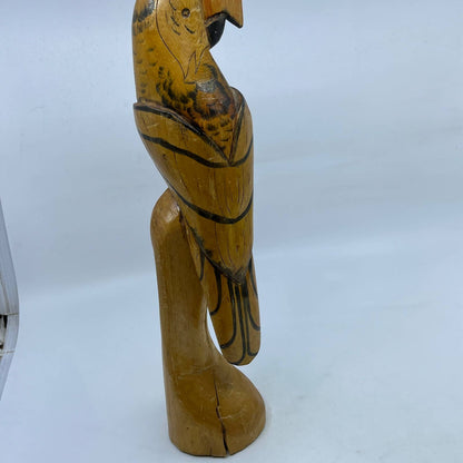 Vintage Balsa Wood Parrot Statue Figurine Hand Carved Painted 15" TH7