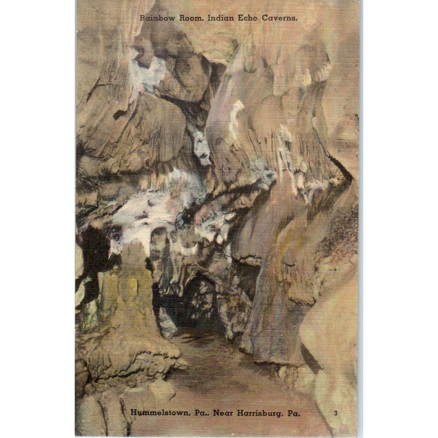 Vintage Postcard Rainbow Room Indian Echo Cavern Hummelstown PA TD9-P1