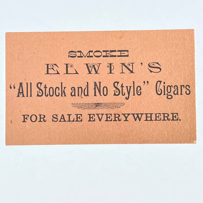 c1900 Trade Card Smoke Elwin's All Stock & No Style Cigars Wife Commandments AC2