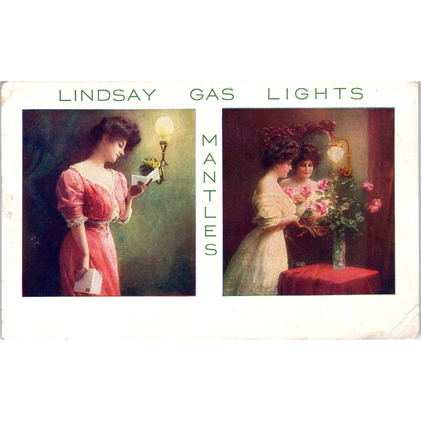 Lindsay Gas Lights Mantles Victorian Advertising c1910 Original Postcard TK1-28