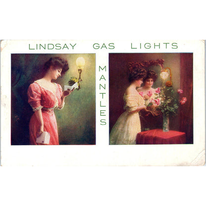 Lindsay Gas Lights Mantles Victorian Advertising c1910 Original Postcard TK1-28