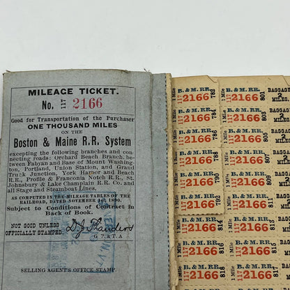 1902 Boston & Maine Railroad RR System 1000-Mile Ticket Book SC5