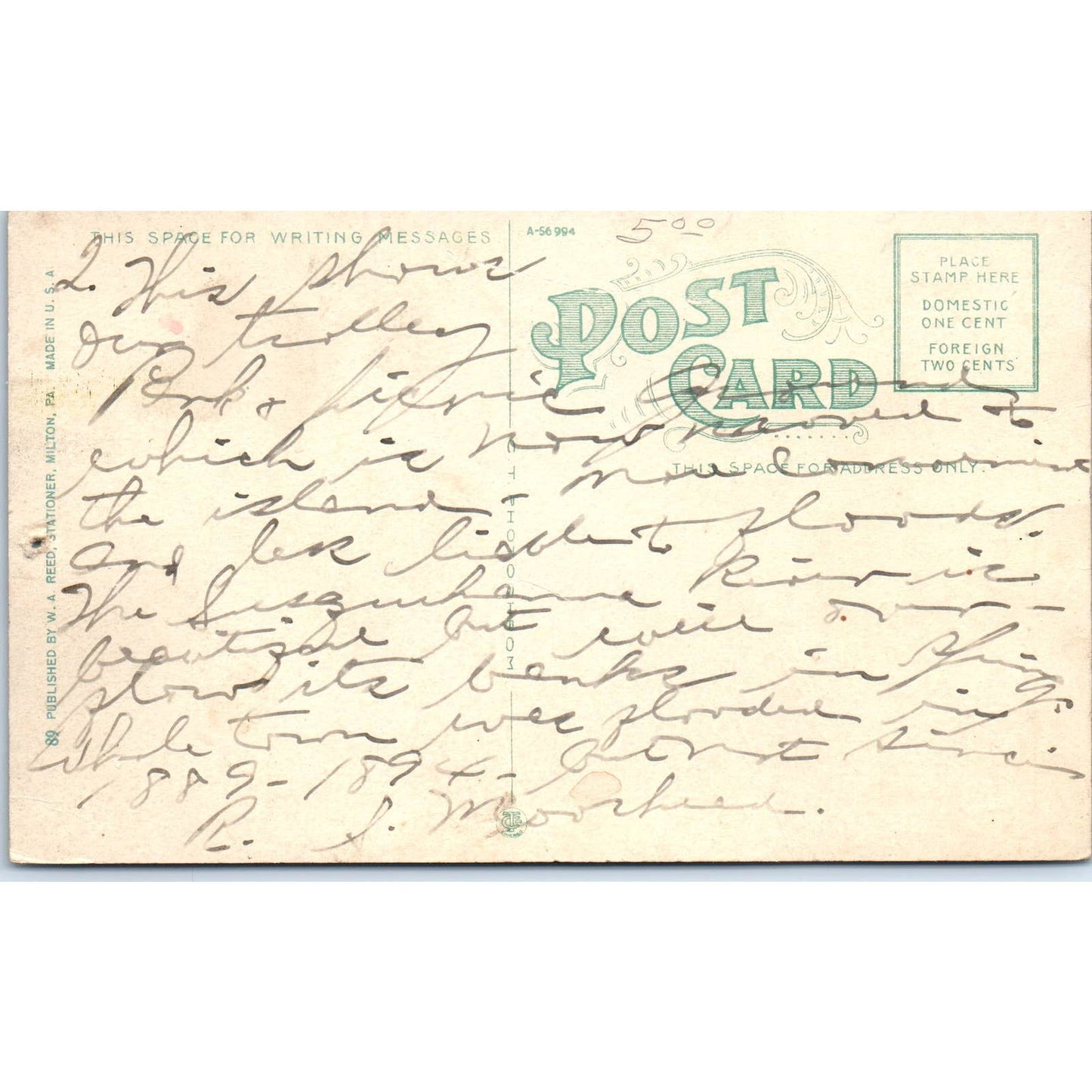 Antique Postcard Riverside Park Milton PA TD9-P1