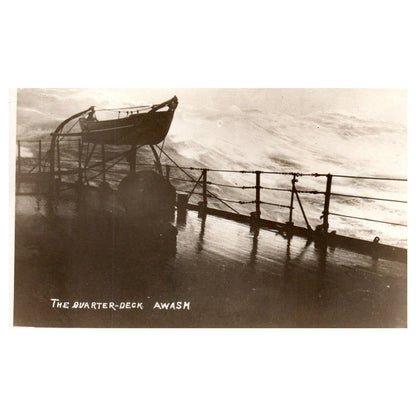 The Quarter Deck Awash Steamship Battleship - Original Postcard RPPC TJ8-4