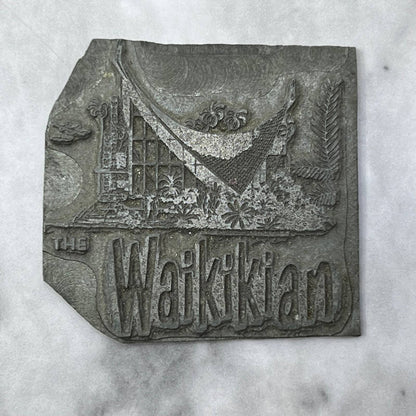 Vintage Printing Letterpress Printers Block Plate The Waikikian SE833