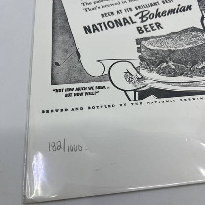 Vintage Simple Songs National Bohemian Beer Ad from Original Plate with COA FL3