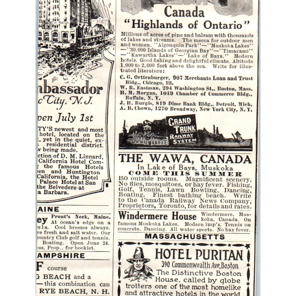 c1920 Harper's Magazine Ad - C.A. Miner Hotel Lenox Buffalo NY EA3