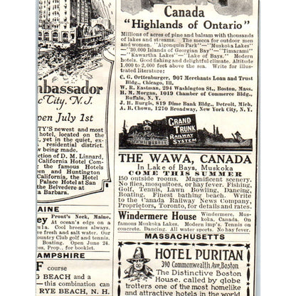 c1920 Harper's Magazine Ad - C.A. Miner Hotel Lenox Buffalo NY EA3