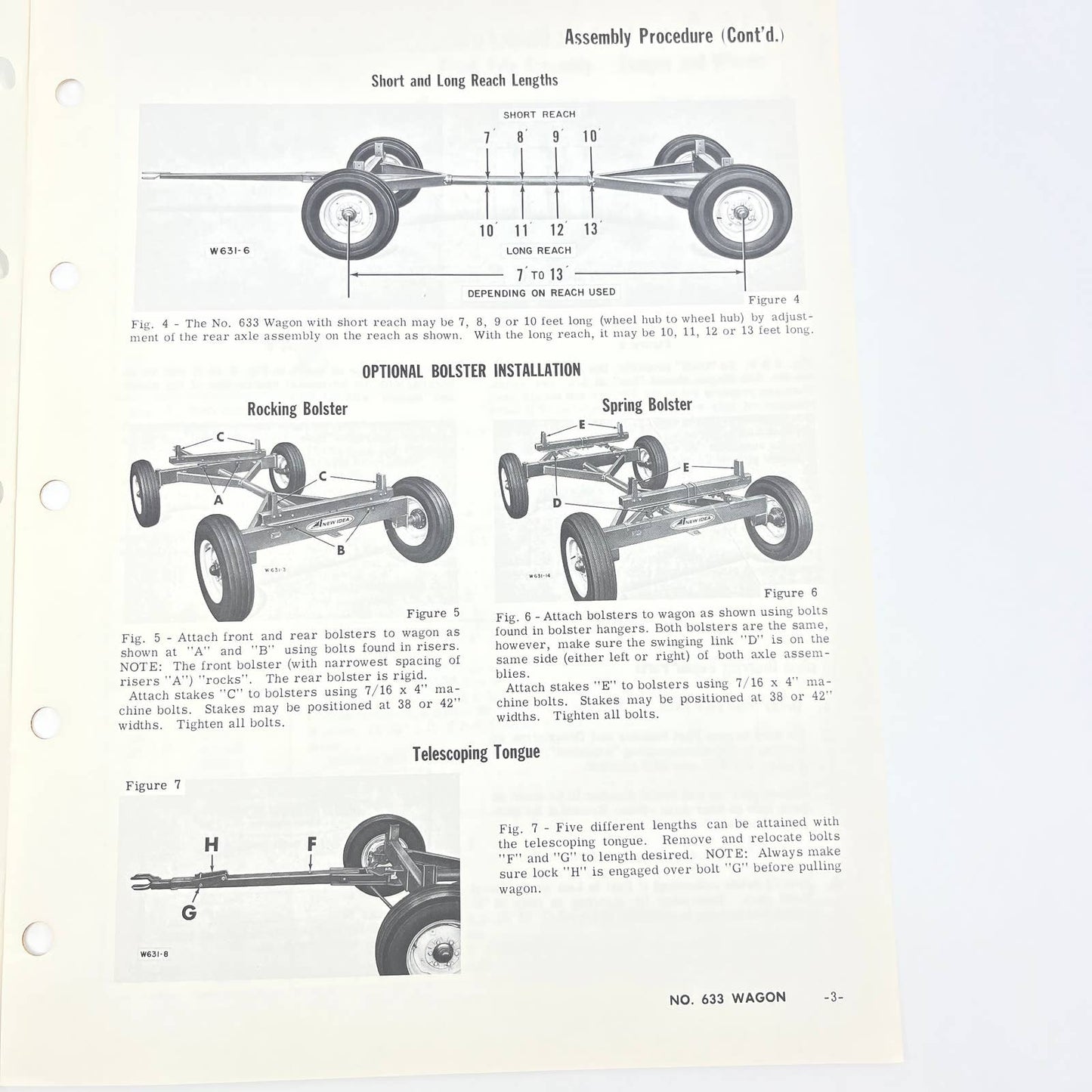 Original 1974 New Idea Operator's Manual W-83 No. 633 Wagon TB9