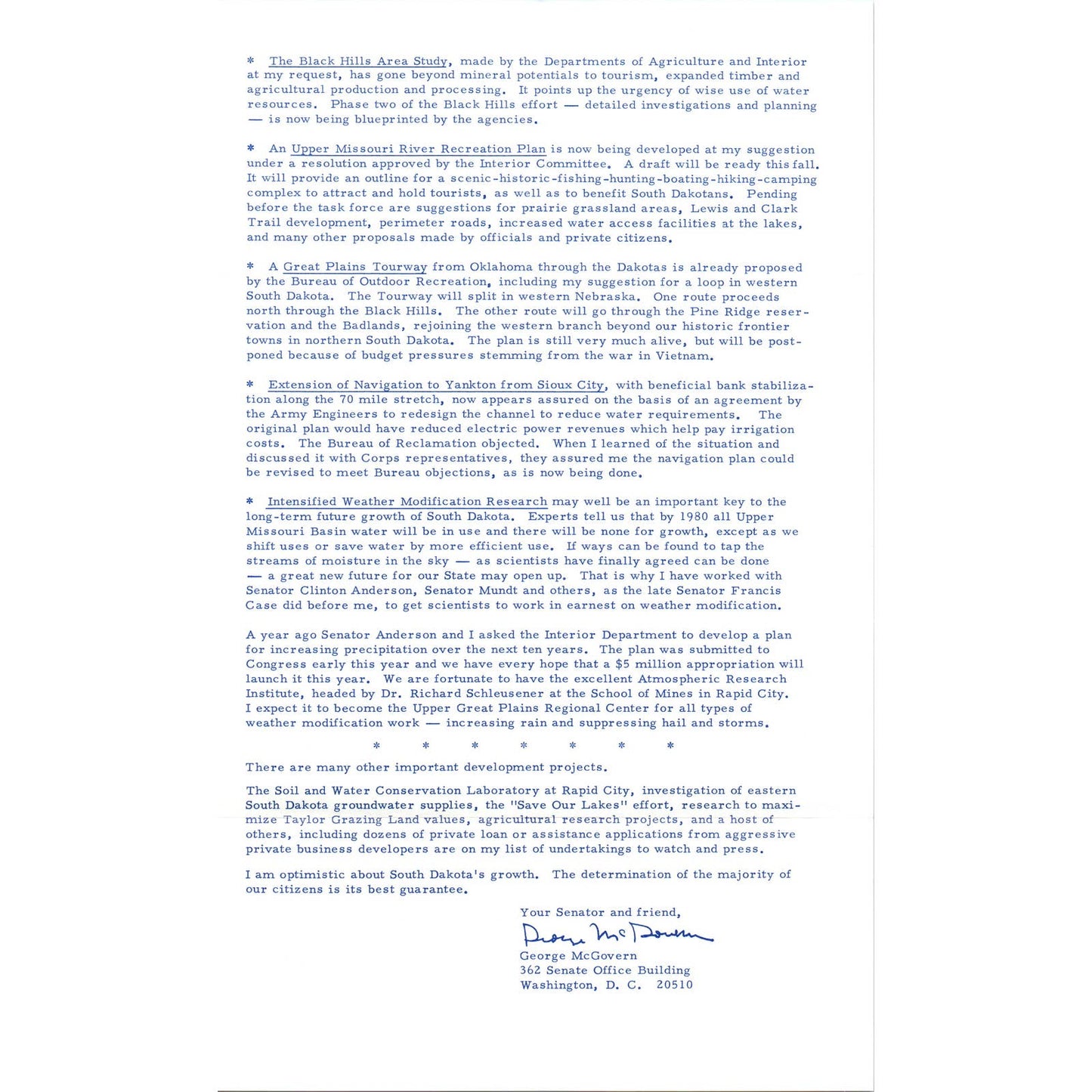 Senator George McGovern Reports Newsletter July 1967 Original TK1-P7