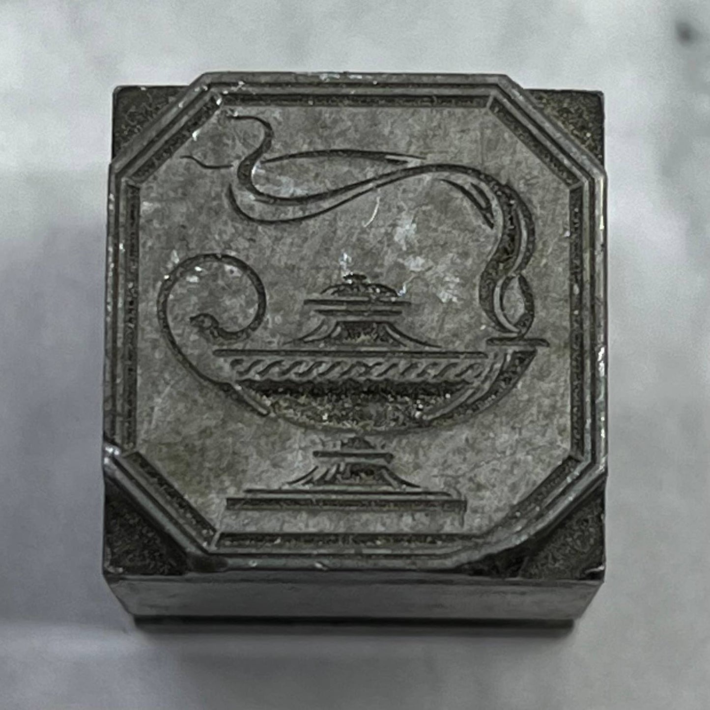 Vintage Printing Letterpress Printers Block Plate Genie Oil Lamp SE830