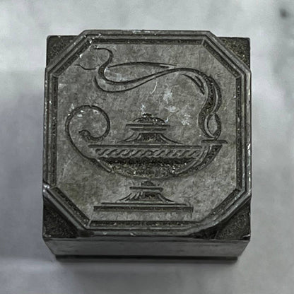 Vintage Printing Letterpress Printers Block Plate Genie Oil Lamp SE830