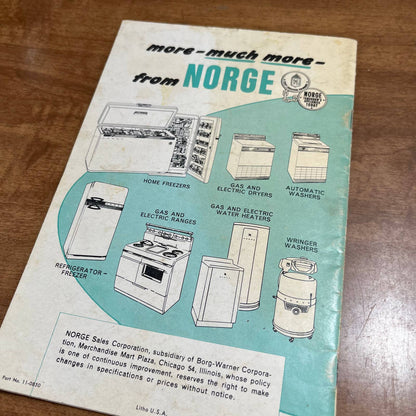 Vintage 1940s Norge Freezer Manual Instruction Booklet A3