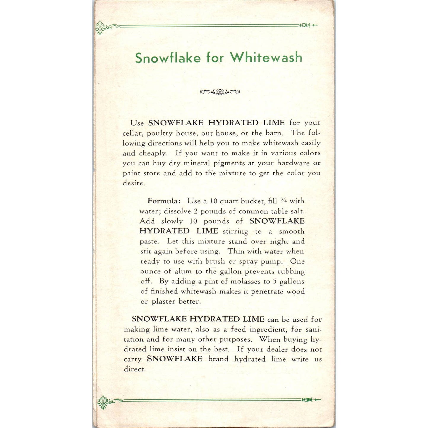 Vintage Advertising Brochure Snowflake Hydrated Lime Annville Lime Co PA SE5