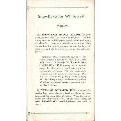 Vintage Advertising Brochure Snowflake Hydrated Lime Annville Lime Co PA SE5