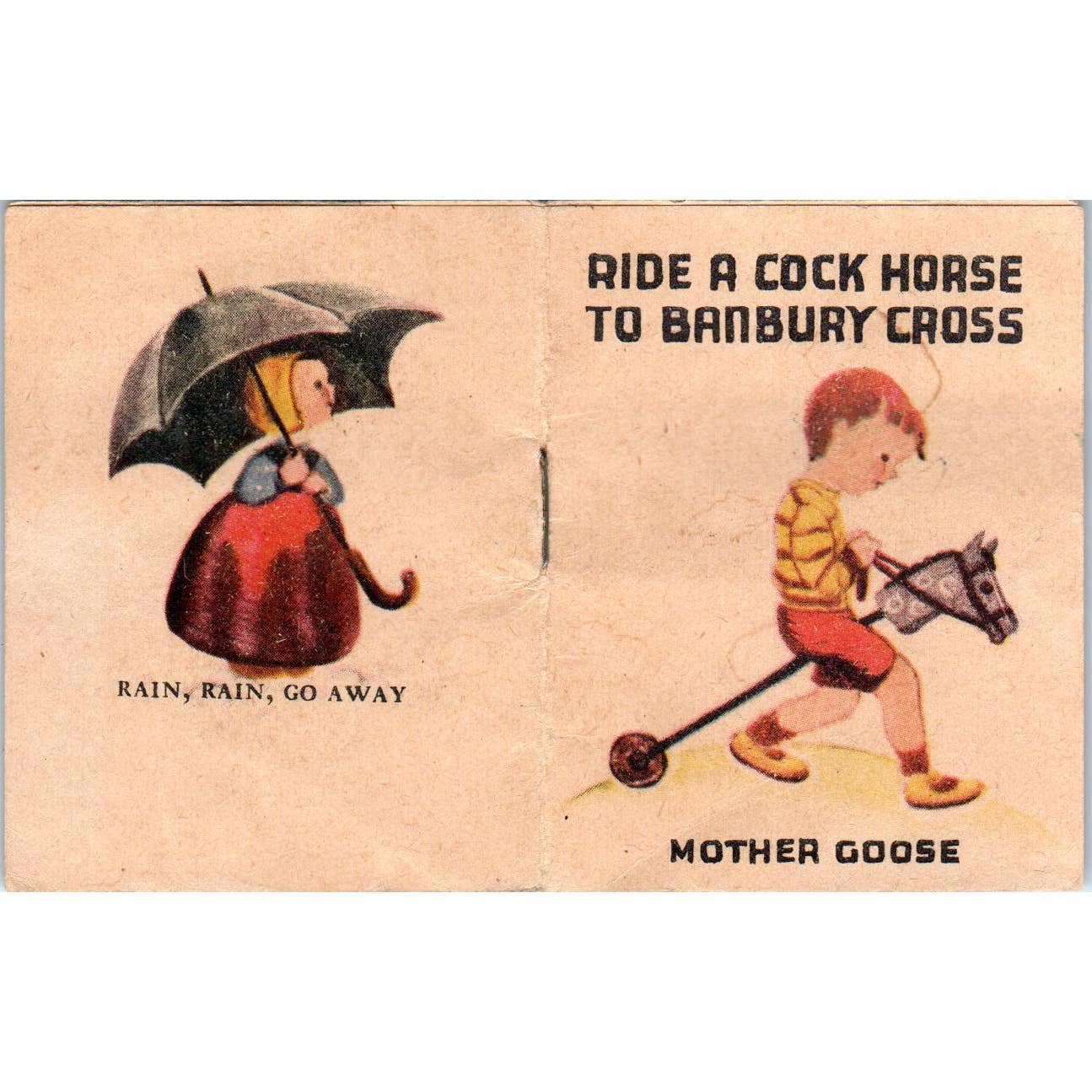 Vintage Mother Goose Ride a Cock Horse To Banbury Cross Mini Book 2 1/2" SE5