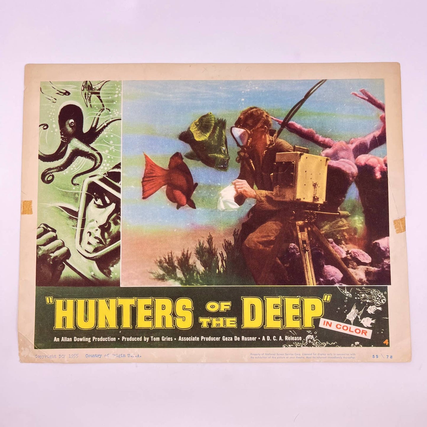 1955 HUNTERS OF THE DEEP Movie Lobby Card Alan Dowling 11x14 FL3