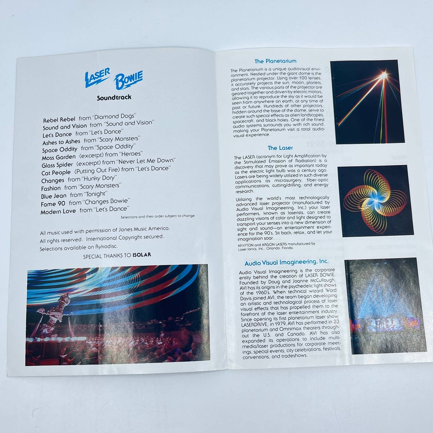 1990s Laser Bowie Program Pamphlet Hayden Planetarium NYC New York D7