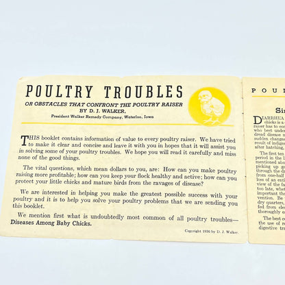 1936 Poultry Troubles A Helpful Treatise on Poultry Disease Walko Booklet AB8