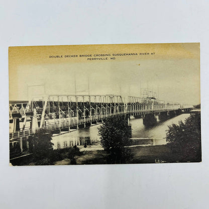 1910s Post Card Double Decker Bridge Susquehanna River Perryville MD PA8