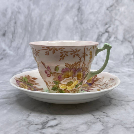 Teacup & Saucer, Tea Cup OLD ROYAL Bone China 2818 Flowers England; Est 1846 TD1
