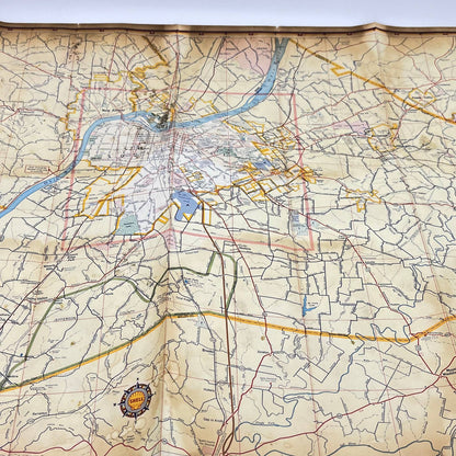 1959 Shell Oil Fold Out Road Map LOUISVILLE KENTUCKY SC7