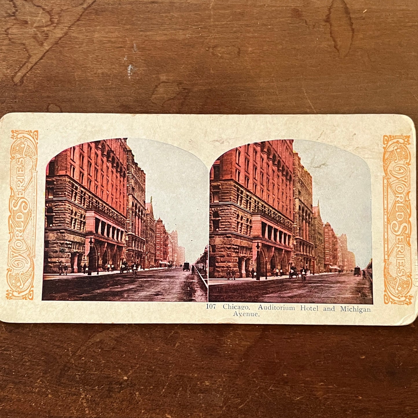 Auditorium Hotel & Michigan Avenue Chicago Antique Stereoview Card H2-3
